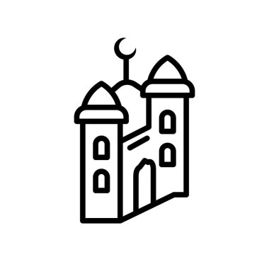 Beyaz arka plan üzerinde minare şeffaf işareti izole minare simge vektör