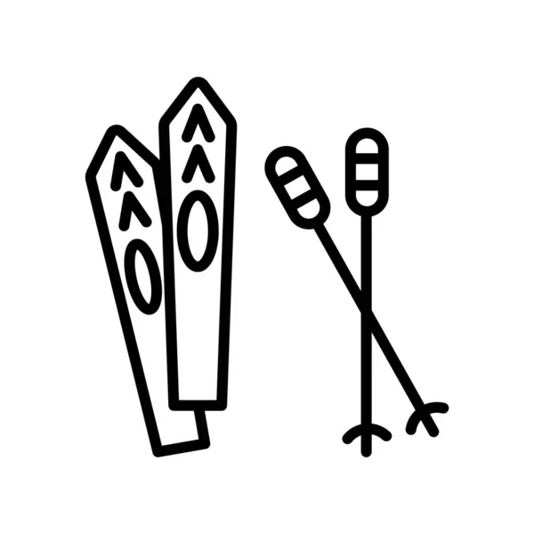 在白色背景 滑雪透明符号 线性符号和笔画设计元素的轮廓样式中隔离的滑雪图标矢量 — 图库矢量图片