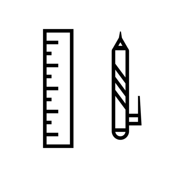 Potlood Liniaal Pictogram Vector Geïsoleerd Witte Achtergrond Potlood Liniaal Transparant — Stockvector