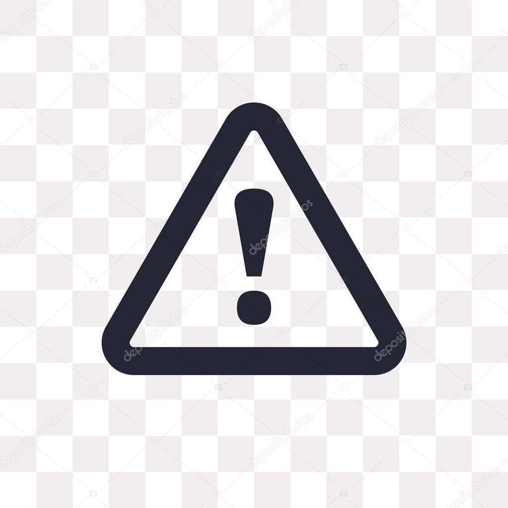 Warning vector icon isolated on transparent background, Warning logo concept