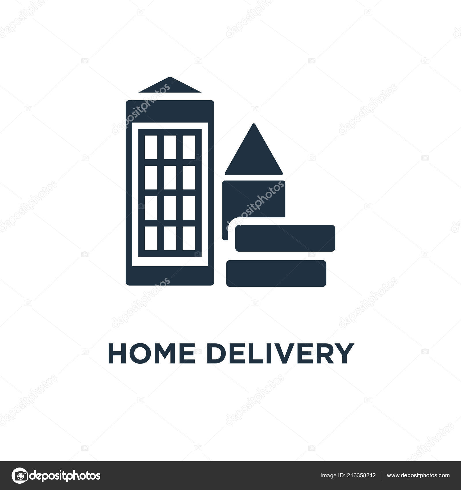 Lieferung Frei Haus Symbol Schwarz Gefullt Vektor Illustration