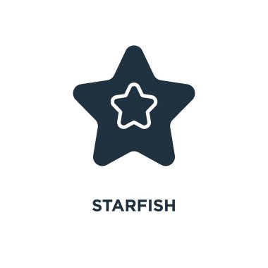Deniz yıldızı simge. Siyah vektör çizim dolu. Deniz yıldızı sembolü beyaz arka plan üzerinde. Web ve mobil kullanılabilir.