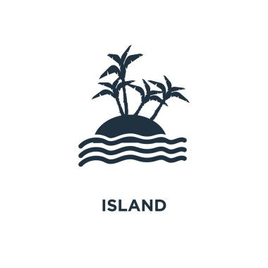 Ada simgesi. Siyah vektör çizim dolu. Beyaz arka plan Adası sembolü. Web ve mobil kullanılabilir.
