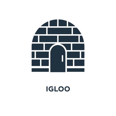 Igloo simgesi. Siyah vektör çizim dolu. Beyaz arka plan Igloo sembolü. Web ve mobil kullanılabilir.