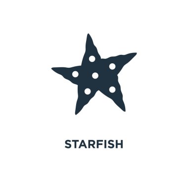 Deniz yıldızı simge. Siyah vektör çizim dolu. Deniz yıldızı sembolü beyaz arka plan üzerinde. Web ve mobil kullanılabilir.