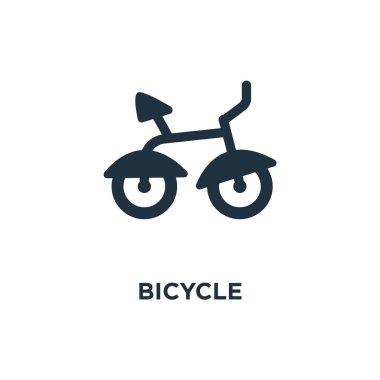 Bisiklet simgesi. Siyah vektör çizim dolu. Beyaz arka plan üzerinde bisiklet sembolü. Web ve mobil kullanılabilir.