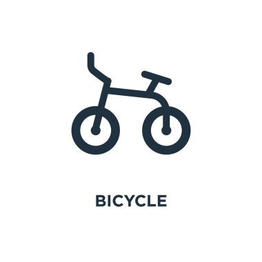 Bisiklet simgesi. Siyah vektör çizim dolu. Beyaz arka plan üzerinde bisiklet sembolü. Web ve mobil kullanılabilir.