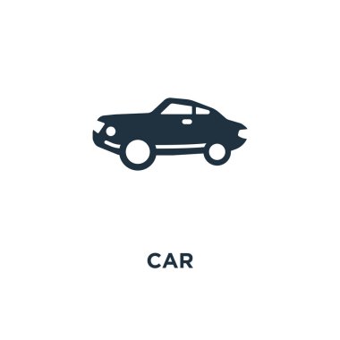 Araba simgesi. Siyah vektör çizim dolu. Beyaz arka plan araba sembolü. Web ve mobil kullanılabilir.
