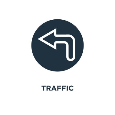 Trafik işareti simgesi. Siyah vektör çizim dolu. Trafik işareti simgesi beyaz arka plan üzerinde. Web ve mobil kullanılabilir.