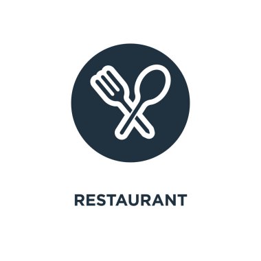 Restoran simgesi. Siyah vektör çizim dolu. Beyaz arka plan üzerinde restoran sembol. Web ve mobil kullanılabilir.