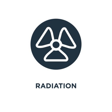 Radyasyon simgesi. Siyah vektör çizim dolu. Beyaz arka plan radyasyon sembolü. Web ve mobil kullanılabilir.