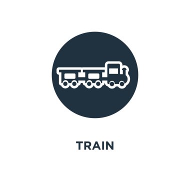 Tren simgesi. Siyah vektör çizim dolu. Beyaz arka plan tren sembolü. Web ve mobil kullanılabilir.