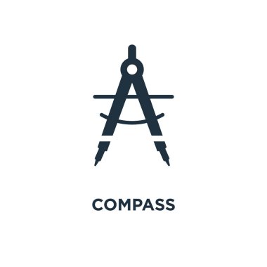 Pusula simgesini. Siyah vektör çizim dolu. Beyaz arka plan sembolü pusula. Web ve mobil kullanılabilir.