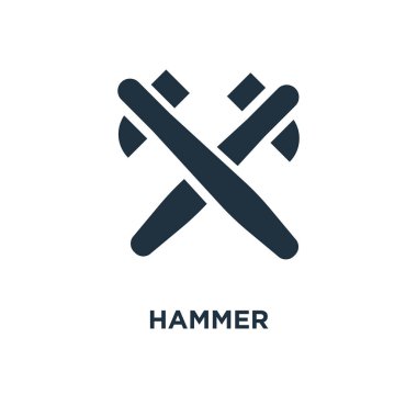 Hammer icon. Black filled vector illustration. Hammer symbol on white background. Can be used in web and mobile. clipart