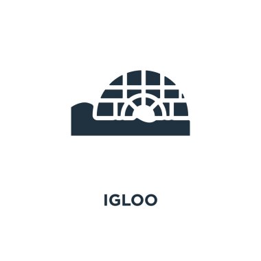 Igloo simgesi. Siyah vektör çizim dolu. Beyaz arka plan Igloo sembolü. Web ve mobil kullanılabilir.