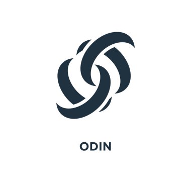 Odin simgesi. Siyah vektör çizim dolu. Beyaz arka plan Odin sembolü. Web ve mobil kullanılabilir.