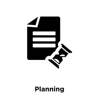 Beyaz arka plan üzerinde izole simge vektör planlama, işareti üzerinde şeffaf arka plan, planlama kavramı logo dolu siyah sembolü