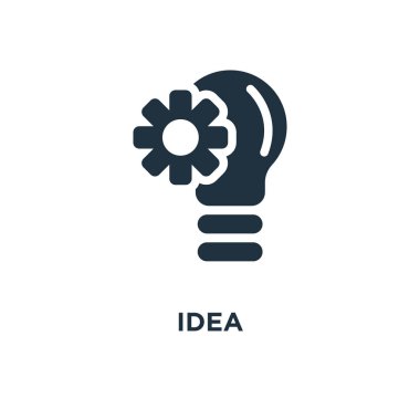 Fikir simgesi. Siyah vektör çizim dolu. Beyaz arka plan üzerinde fikir sembolü. Web ve mobil kullanılabilir.