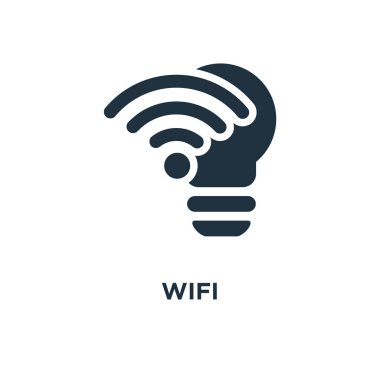 WiFi simgesi. Siyah vektör çizim dolu. Beyaz arka plan üzerinde WiFi sembolü. Web ve mobil kullanılabilir.