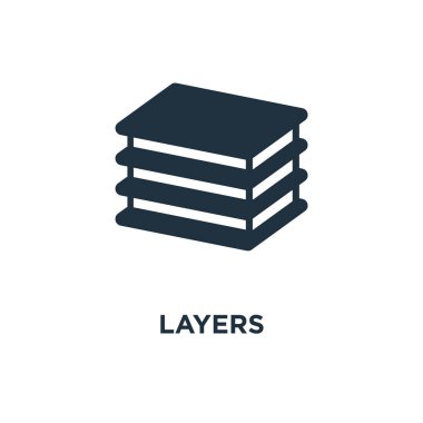 Katmanlar simgesini. Siyah vektör çizim dolu. Beyaz arka plan katmanları sembolü. Web ve mobil kullanılabilir.