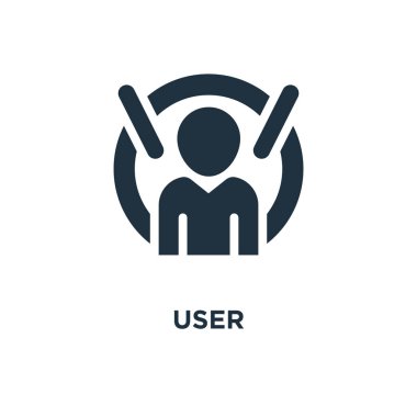 Kullanıcı simgesi. Siyah vektör çizim dolu. Kullanıcı simgesi beyaz arka plan üzerinde. Web ve mobil kullanılabilir.