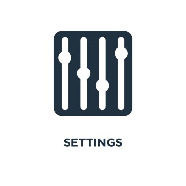 Ayarları simgesi. Siyah vektör çizim dolu. Ayarları simgesi beyaz arka plan üzerinde. Web ve mobil kullanılabilir.