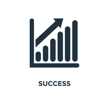 Başarı simgesi. Siyah vektör çizim dolu. Beyaz arka plan başarı sembolü. Web ve mobil kullanılabilir.