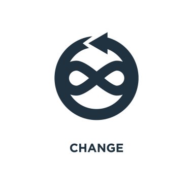 Simge değiştir. Siyah vektör çizim dolu. Beyaz arka plan değişikliği sembolü. Web ve mobil kullanılabilir.