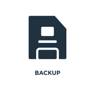 Yedekleme simgesini. Siyah vektör çizim dolu. Beyaz arka plan yedekleme sembolü. Web ve mobil kullanılabilir.