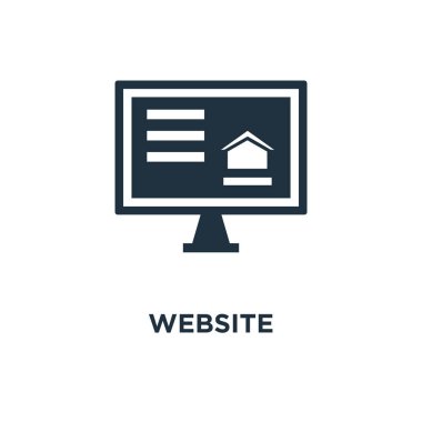 Web sitesi simge. Siyah vektör çizim dolu. Beyaz arka plan Web sitesi sembolü. Web ve mobil kullanılabilir.