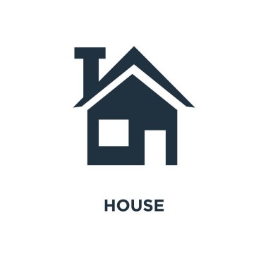 House simge. Siyah vektör çizim dolu. Beyaz arka plan ev sembolü. Web ve mobil kullanılabilir.