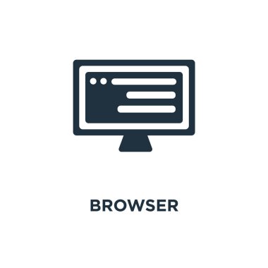 Tarayıcı simgesi. Siyah vektör çizim dolu. Beyaz arka plan tarayıcı sembolü. Web ve mobil kullanılabilir.