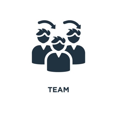 Takım simgesi. Siyah vektör çizim dolu. Beyaz arka plan takım sembolü. Web ve mobil kullanılabilir.