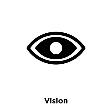 Beyaz arka plan, logo şeffaf arka plan, vizyon işareti kavramı üzerinde izole vizyon simge vektör siyah sembol dolu