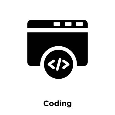 Beyaz arka plan üzerinde izole simge vektör kodlama, kodlama tabelada şeffaf arka plan, logo kavramı dolu siyah sembolü
