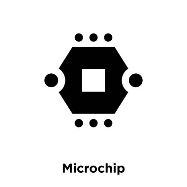 Beyaz arka plan, logo şeffaf arka plan, mikroçip işareti kavramı üzerinde izole mikroçip simge vektör siyah sembol dolu