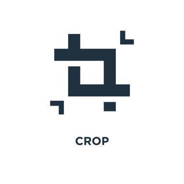 Kırpma simgesi. Siyah vektör çizim dolu. Beyaz arka plan üzerinde kırpma simgesi. Web ve mobil kullanılabilir.