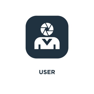 Kullanıcı simgesi. Siyah vektör çizim dolu. Kullanıcı simgesi beyaz arka plan üzerinde. Web ve mobil kullanılabilir.
