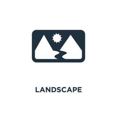 Yatay simge. Siyah vektör çizim dolu. Beyaz arka plan manzara sembolü. Web ve mobil kullanılabilir.