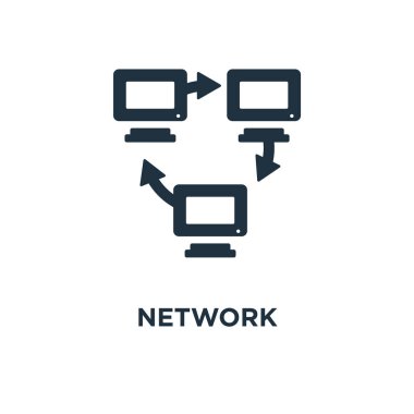 Ağ simgesini. Siyah vektör çizim dolu. Beyaz arka plan ağ sembolü. Web ve mobil kullanılabilir.