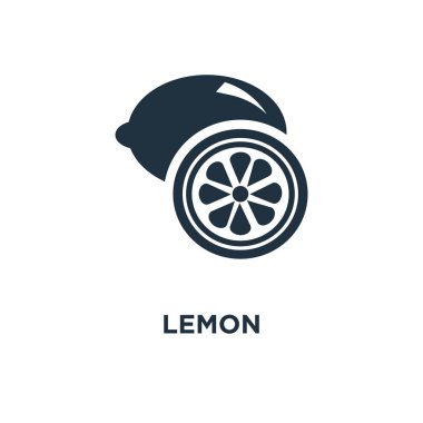 Limon simgesi. Siyah vektör çizim dolu. Beyaz zemin üzerine limon sembolü. Web ve mobil kullanılabilir.