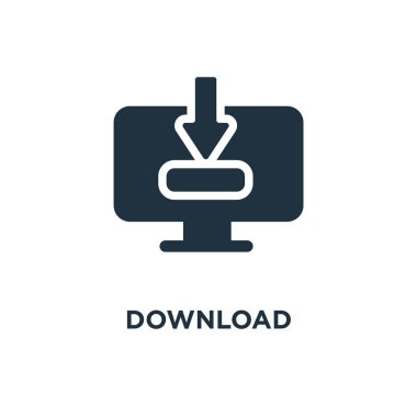 Simgesini indirin. Siyah vektör çizim dolu. Sembolü beyaz zemin üzerine indir. Web ve mobil kullanılabilir.