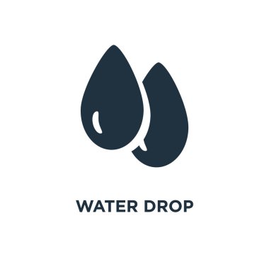 Su damla simgesi. Siyah vektör çizim dolu. Beyaz arka plan su damla sembolü. Web ve mobil kullanılabilir.