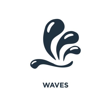 Dalgalar simgesi. Siyah vektör çizim dolu. Beyaz arka plan dalgalar sembolü. Web ve mobil kullanılabilir.