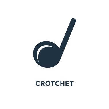 Crotchet simgesi. Siyah vektör çizim dolu. Beyaz arka plan Crotchet sembolü. Web ve mobil kullanılabilir.