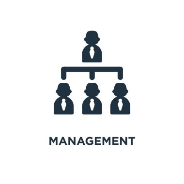 Yönetimi simgesini. Siyah vektör çizim dolu. Beyaz arka plan yönetimi sembolü. Web ve mobil kullanılabilir.