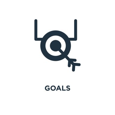 Gol simgesi. Siyah vektör çizim dolu. Beyaz arka plan hedefleri sembolü. Web ve mobil kullanılabilir.