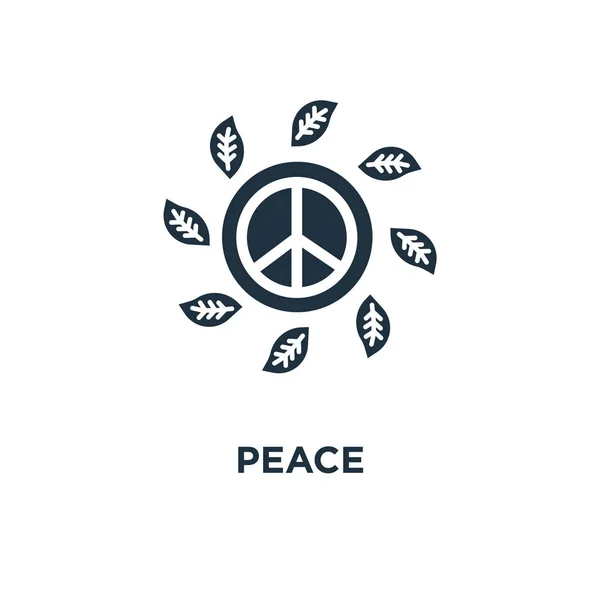 Barış Simgesi Siyah Vektör Çizim Dolu Beyaz Arka Plan Barış — Stok Vektör