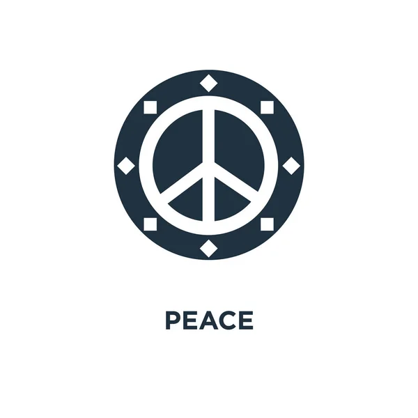 Ícone Paz Ilustração Vetorial Cheia Preto Símbolo Paz Fundo Branco — Vetor de Stock