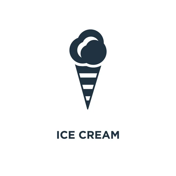 Значок Мороженого Черная Заполненная Векторная Иллюстрация Символ Мороженого Белом Фоне — стоковый вектор